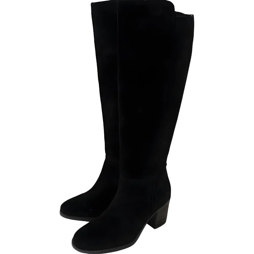 Lucky Brand Women's Black Suede Wide-Calf Boots 7.5M - Fast Shipping - Picture 2 of 6